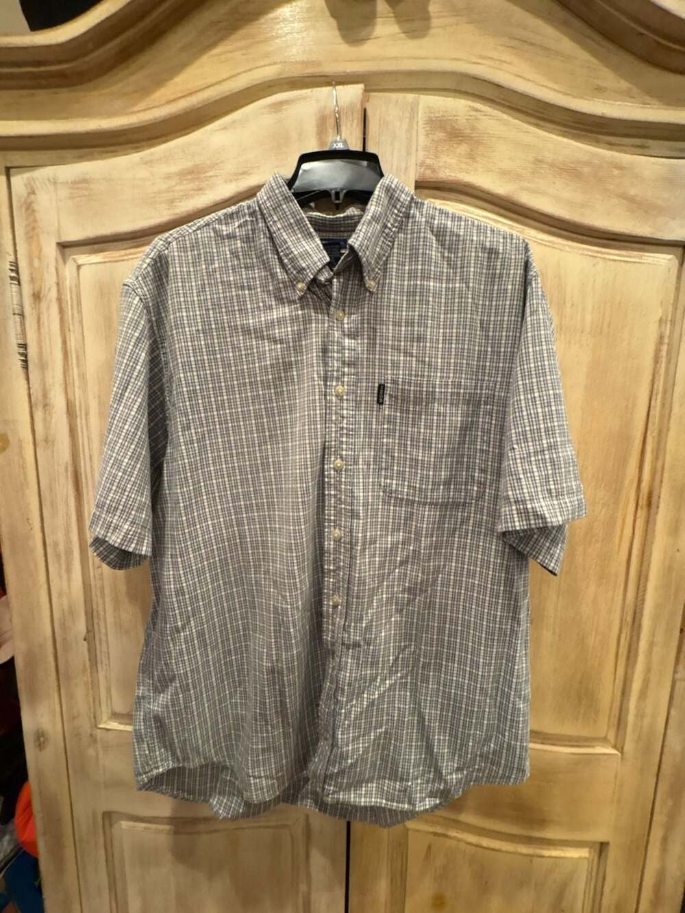 IZOD Short Sleeve Plaid Button Down Shirt Size L
